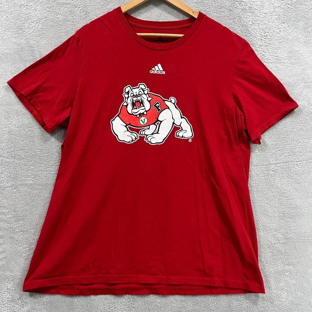 Adidas Amplifier T-Shirt Mens XL Red Bulldog Graphic Crew Neck Casual Summer Tee